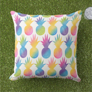 Bold Rainbow Pineapple Pattern Tropical Cushion