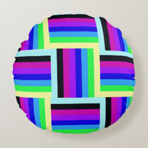 Bold Rainbow Stripes 16 x 16 Round Cushion