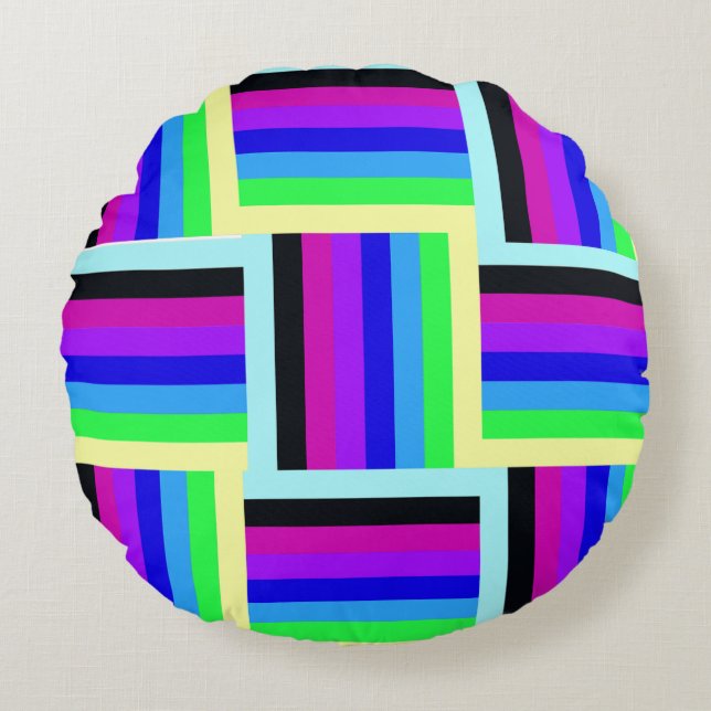 Bold Rainbow Stripes 16 x 16 Round Cushion (Front)