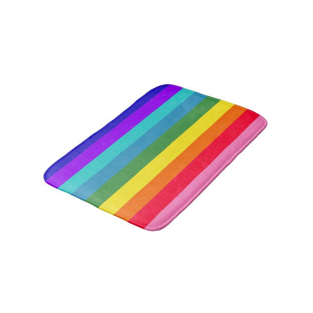 Bold Rainbow stripes bath mat (Angled)
