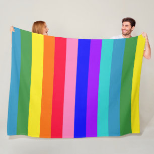 Bold Rainbow Stripes fleece blanket