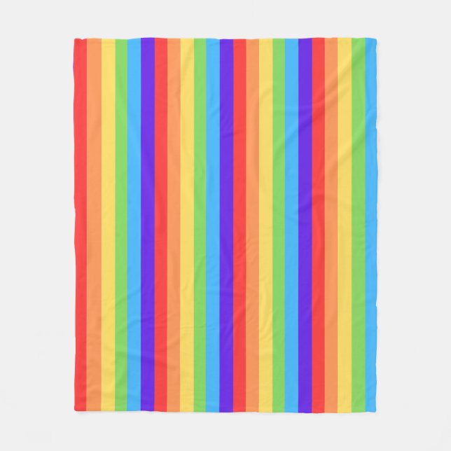 Bold Rainbow Stripes Fleece Blanket (Front)