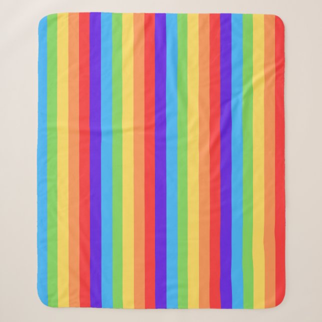 Bold Rainbow Stripes Sherpa Blanket (Front)