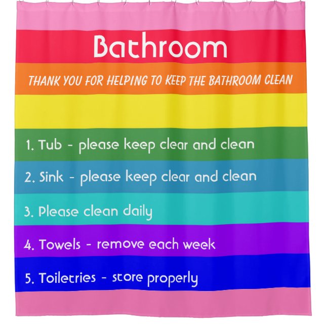 Bold Rainbow Stripes Shower Curtain (Front)