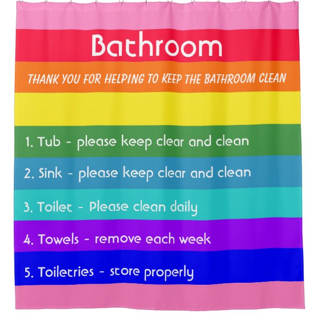 Bold Rainbow Stripes Shower Curtain (Front)