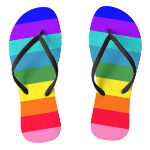Bold Rainbow Stripes Thongs