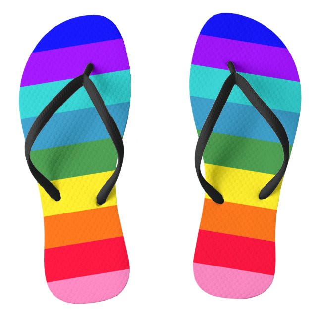 Bold Rainbow Stripes  Thongs (Footbed)