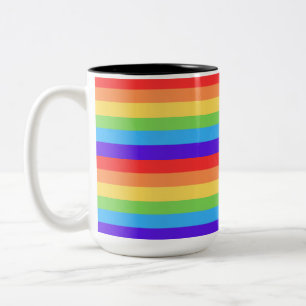 Bold Rainbow Stripes Two-Tone Coffee Mug