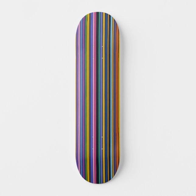 Bold Rainbow Vertical Stripes Skateboard (Front)