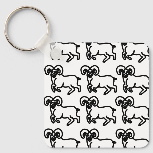 Bold Ram Zodiac Keychain – Minimal Aries Animal  (Front)