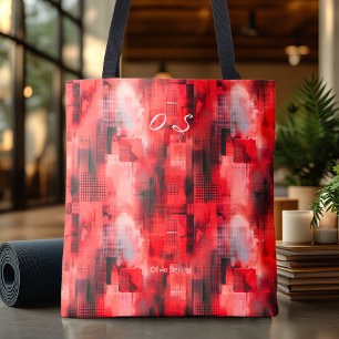 Bold Red Abstract Personalised Tote Bag