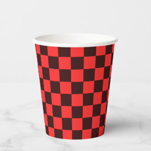 Bold Red and Black Chequered Pattern Design Paper Cups