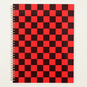 Bold Red and Black Chequered Pattern Design Planner