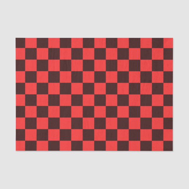 Bold Red and Black Chequered Pattern Design Tissue Paper (Front)