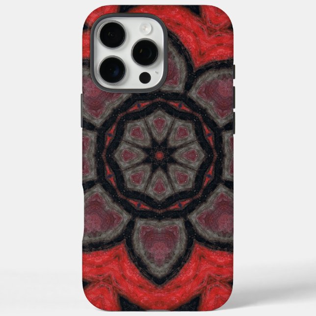 Bold Red and Black Kaleidoscope Flower Mandala Case-Mate iPhone Case (Back)