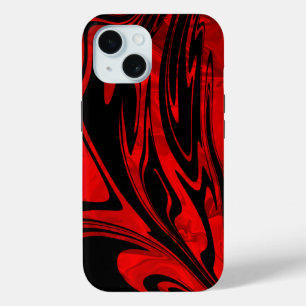 Bold Red and Black Liquid Flame  iPhone 15 Case