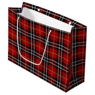 Bold Red and Black Plaid Pattern Christmas Large Gift Bag