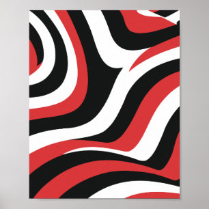 Bold Red and Black Wave Pattern Poster