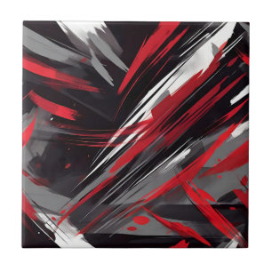 Bold Red And Grey Dynamic Ceramic Tile