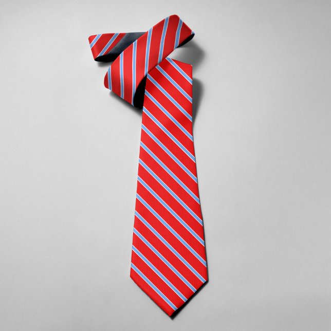 Bold Red And Light Bule Stripes Luxury Wedding Tie (Creator Uploaded)