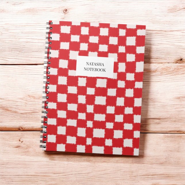 Bold Red and Pink Chequerboard Pattern Notebook (Creator Uploaded)
