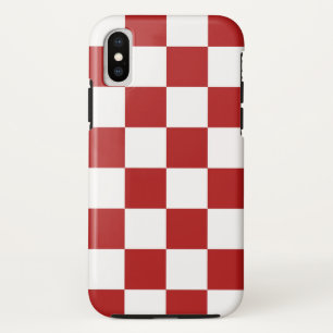 Bold Red and White Chequerboard Pattern iPhone X Case
