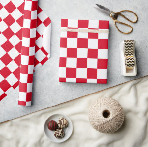 Bold Red and White Chequerboard Wrapping Paper