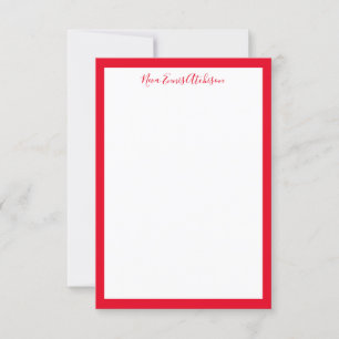 Bold Red and White Classic Flat Note Personalised Invitation