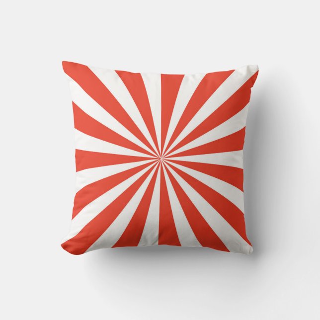 Bold Red and White Radiant Starburst Cushion (Front)