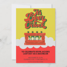 Bold Red And Yellow Bachelor Party Invitation