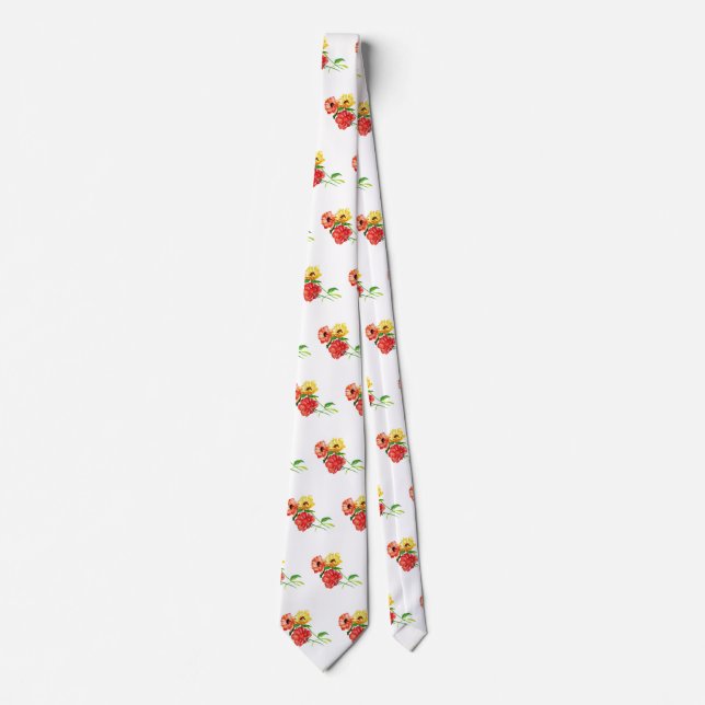 Bold Red and Yellow Daisies Tie (Front)