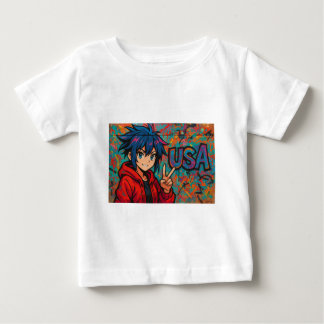Bold Red Anime USA Graphic T-Shirt