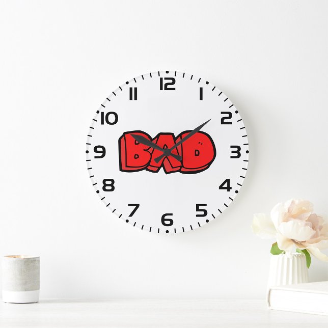 Bold Red Bad Graffiti Style Text Large Clock (Creator Uploaded)