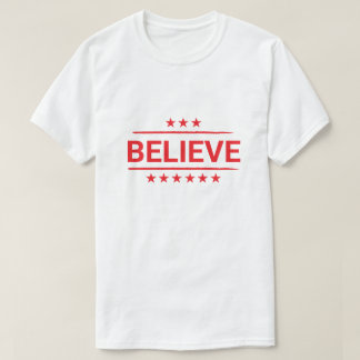Bold Red BELIEVE Patriotic Stars Design T-Shirt