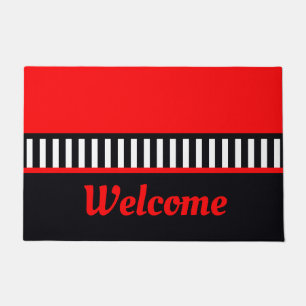 Bold Red Black and White Doormat