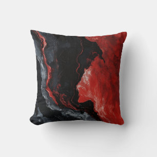Bold Red, Black, and White Marble throw Pillow