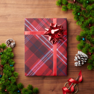 Bold Red Black and White Tartan Plaid Wrapping Paper
