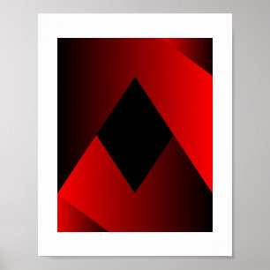  Bold Red & Black Geometric Frame Poster