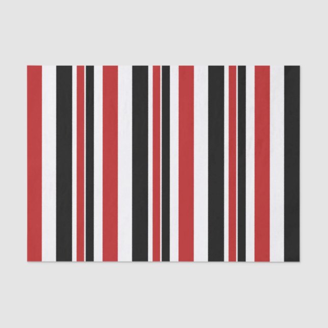 Bold Red Black Stripes Tissue Paper (Front)