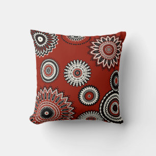 Bold Red Black White Floral Cushion