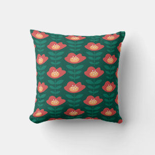 Bold Red Blossom Rhythm Cushion