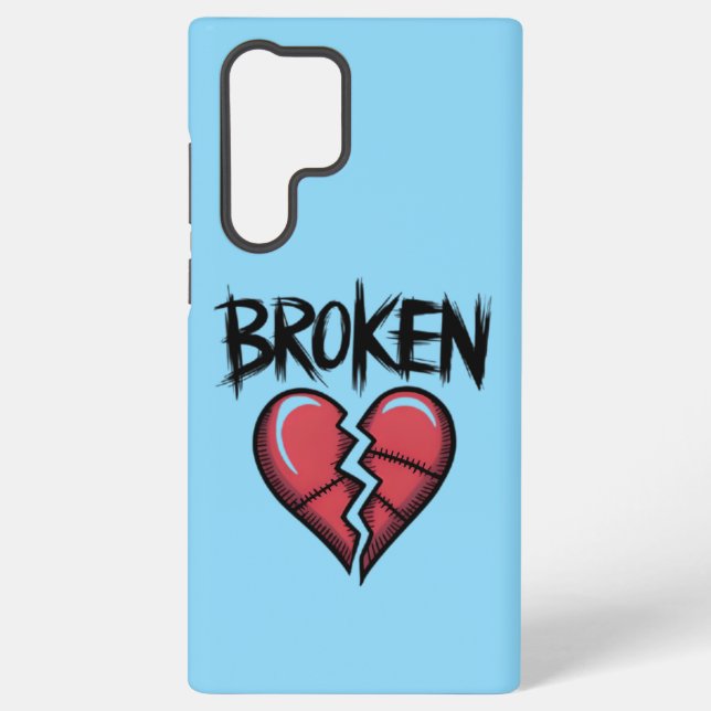 Bold Red Broken Heart Phone Case (Back)