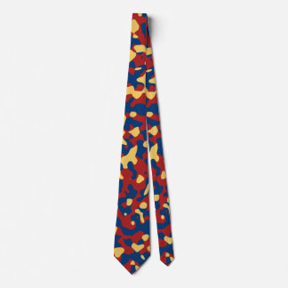 Bold Red Camouflage in Golden Yellow and Navy Blue Tie
