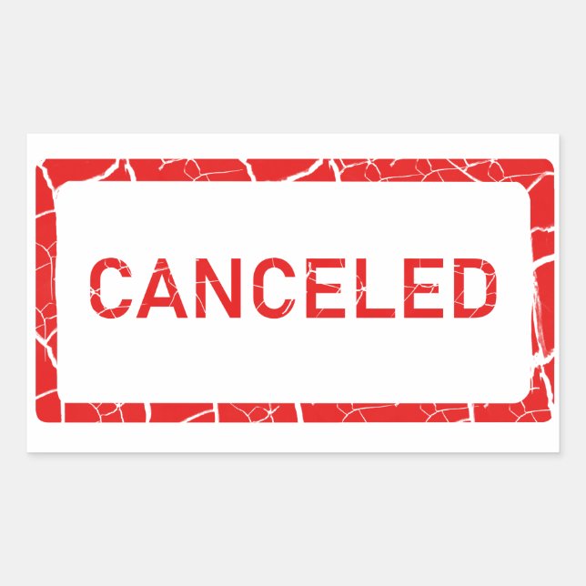 Bold Red CANCELED Notice Rectangular Sticker (Front)