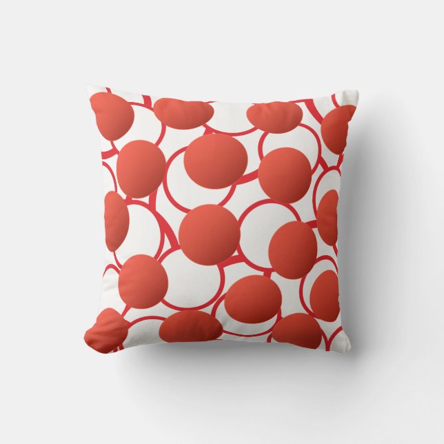 Bold Red Circles Geometric Pattern Cushion (Front)