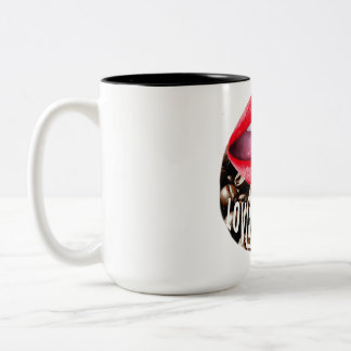 Bold Red Coffee with Lips and Tongue Two-Tone Coffee Mug