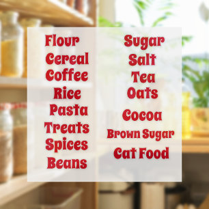 Bold Red Customisable Pantry Vinyl Stickers