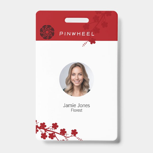 Bold Red Floral ID Badge (Front)