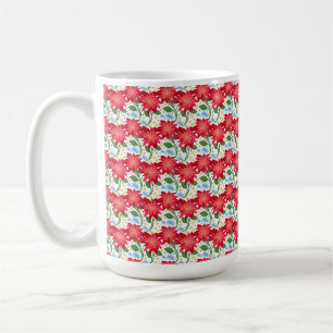 Bold Red Floral Seamless Pattern   Colorful  Coffee Mug