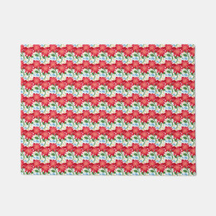 Bold Red Floral Seamless Pattern Colourful Doormat